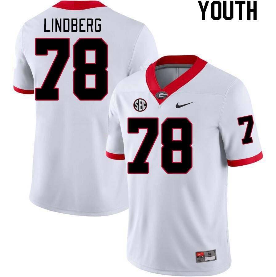 Georgia Bulldogs Youth Chad Lindberg #78 White Stitched College UGA Football Jersey 23IB010CV